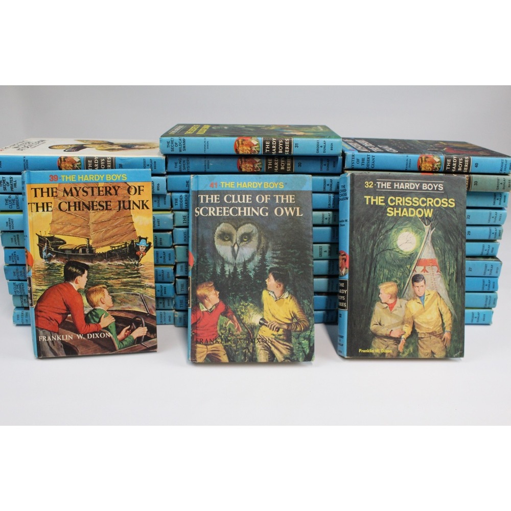 Lot of 34 Vintage Hardy Boys by Franklin W. Dixon Blue Matte Hardcover